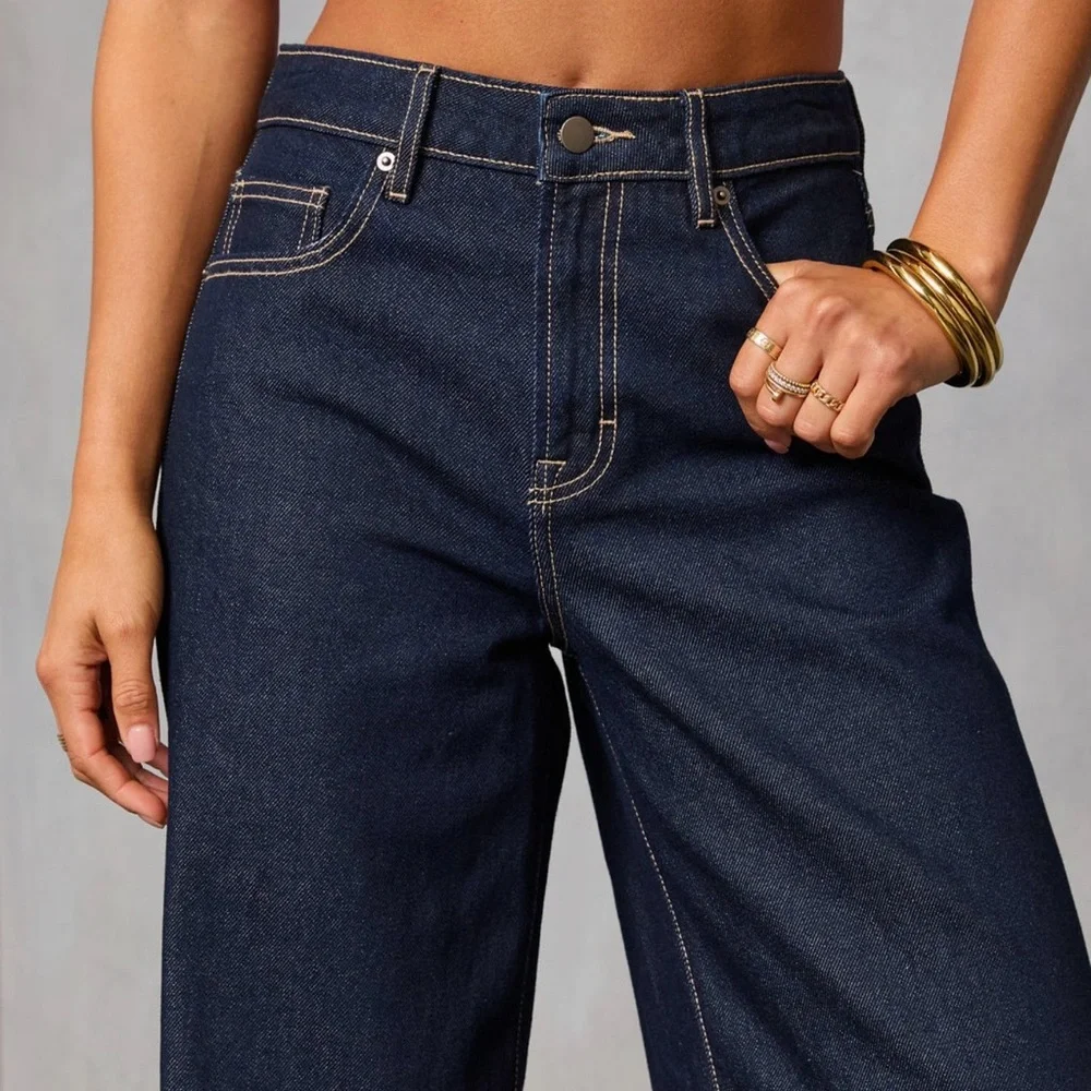 Vici Wide-Leg Dark Blue Jeans - Picture 4 of 7